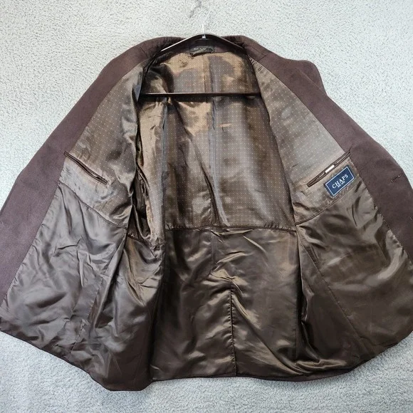 Chaps Sport Coat Blazer Mens Size 50R Brown Faux Suede‎ Formal Pockets Office - Picture 7 of 12